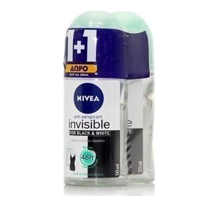 Αποσμητικό Roll Black & White Active Invisible Nivea (50 ml) 1+1 Δώρο