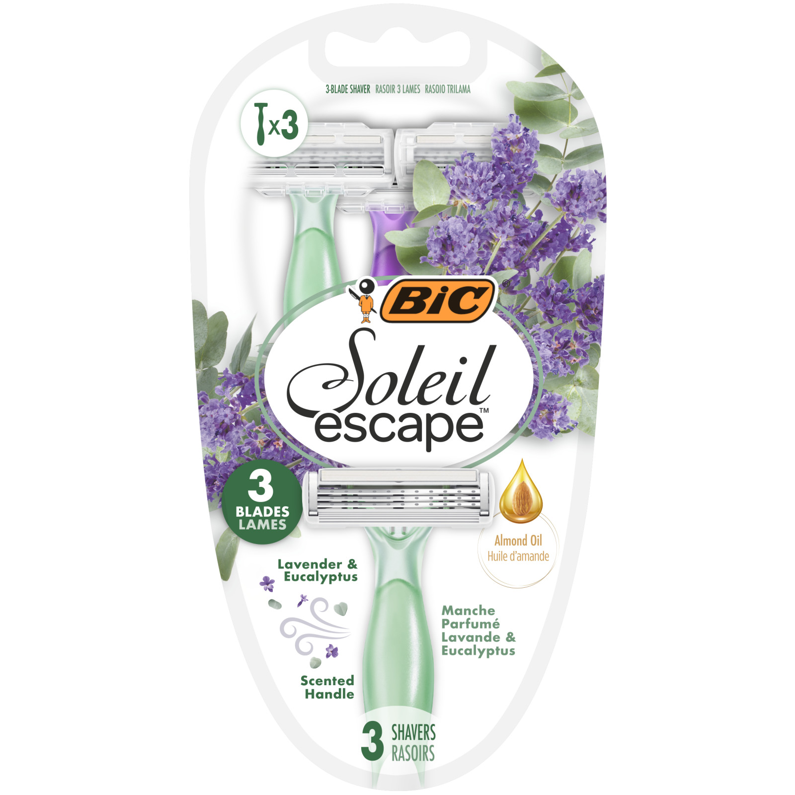 Bic Ξυραφάκια Γυναικεία Λεβάντα και Ευκάλυπτος Soleil Escape Bic (3τεμ)