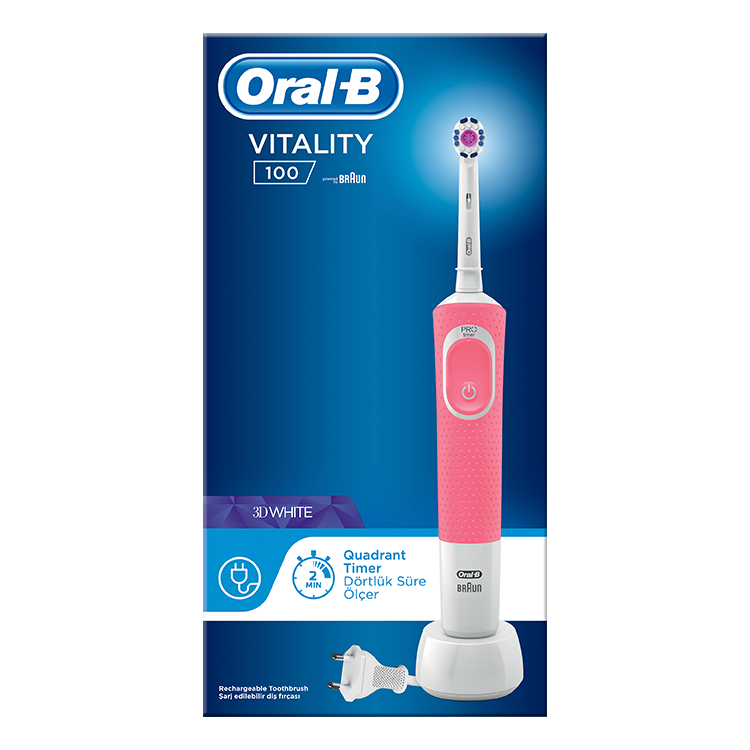 Ηλεκτρική Οδοντόβουρτσα Ροζ Vitality 100 3D White Oral-B (1τεμ)