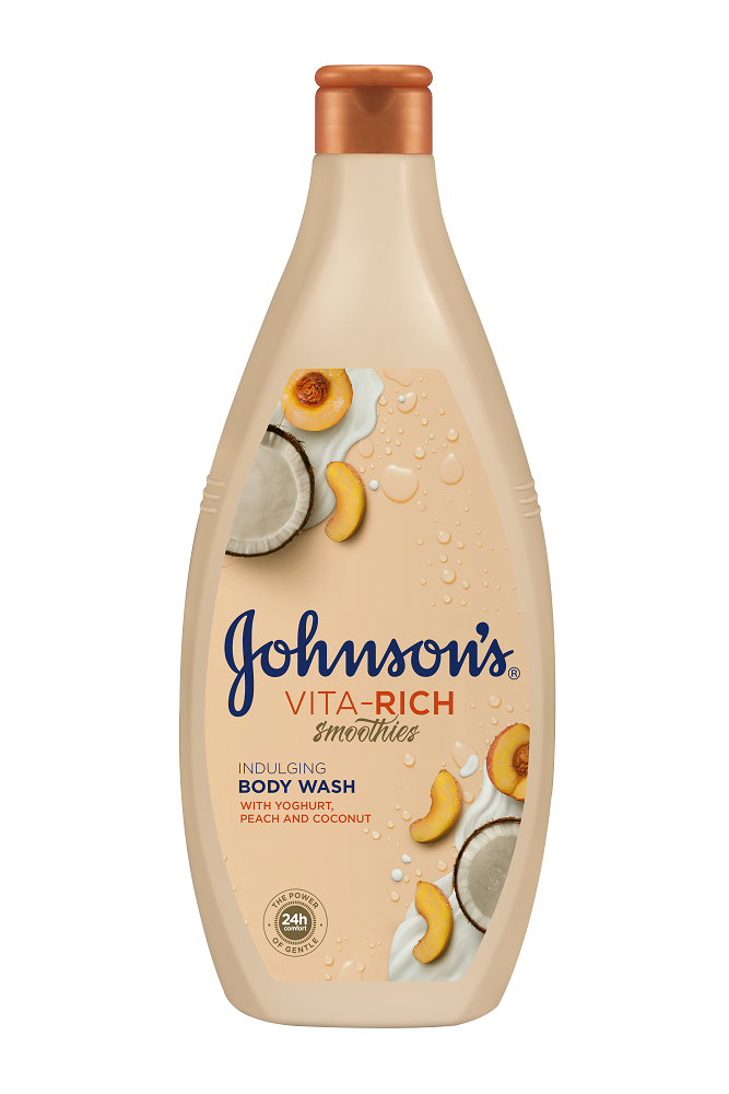 Johnson&Johnson Αφρόλουτρο με Συμπύκνωμα Γιαουρτιού, Ροδάκινο & Καρύδα Vita-Rich Smoothies Indulging Johnson’s (750ml)