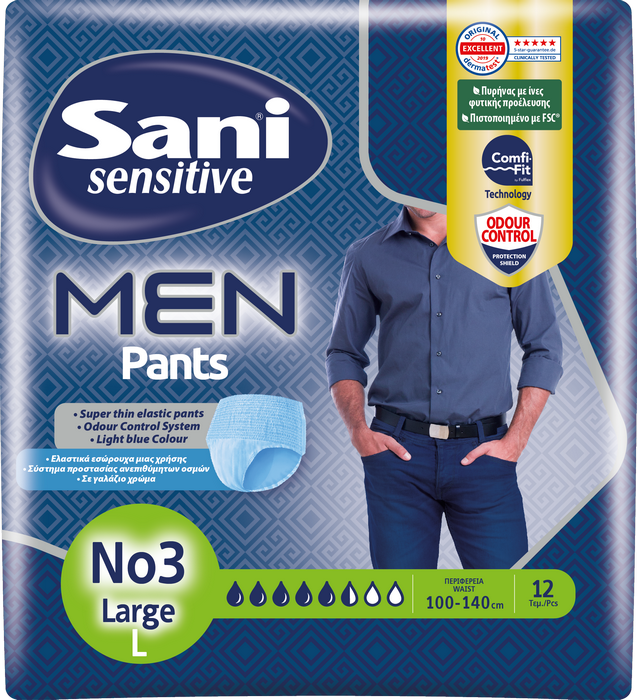 Ελαστικό Εσώρουχο Ακράτειας Νο3 Large Sani Sensitive Men (12τεμ)