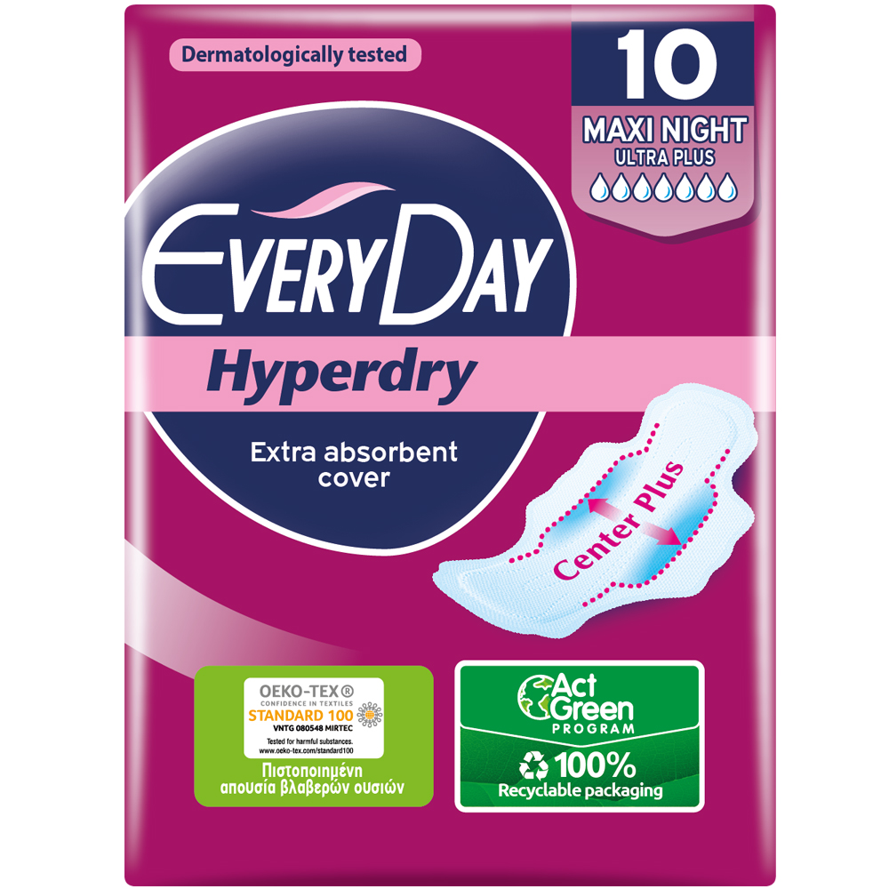 Σερβιέτες Maxi Night Ultra Plus Hyperdry Everyday (10τεμ)