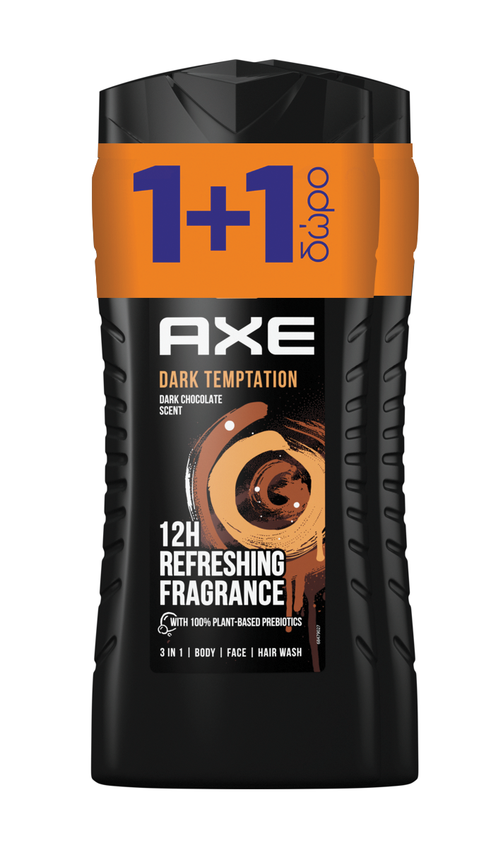 Αφρόλουτρο Dark Temptations Axe (2x400ml) 1+1 Δώρο