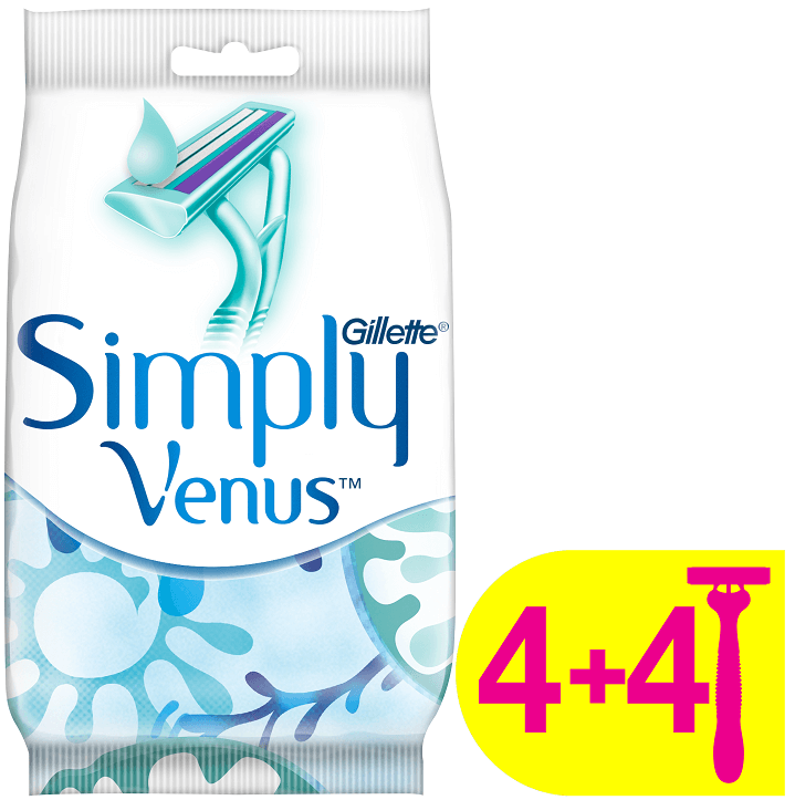 Γυναικεία Ξυραφάκια Μίας Χρήσης Simply 2 Venus Gillette (4τεμ) + 4τεμ Δώρο