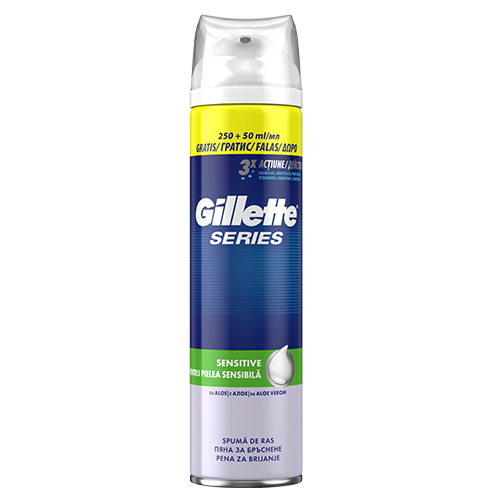 Αφρός Ξυρίσματος Sensitive Gillette Series (200ml) +50ml Δώρο