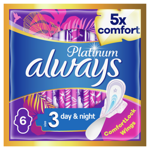 P&G Σερβιέτες Platinum Ultra Night Με Φτερά Always (Μέγεθος 3)(6 τεμ)