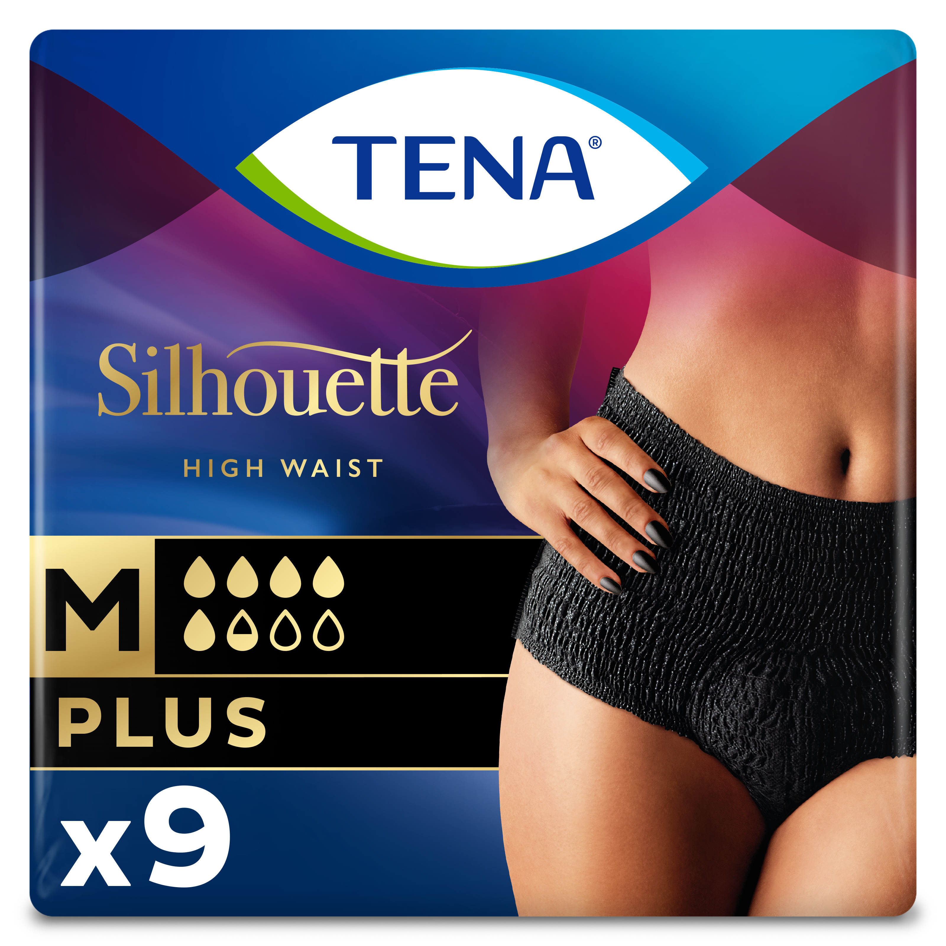 Εσώρουχο Ακράτειας Medium Μαύρο Silhouette Tena (9τεμ)