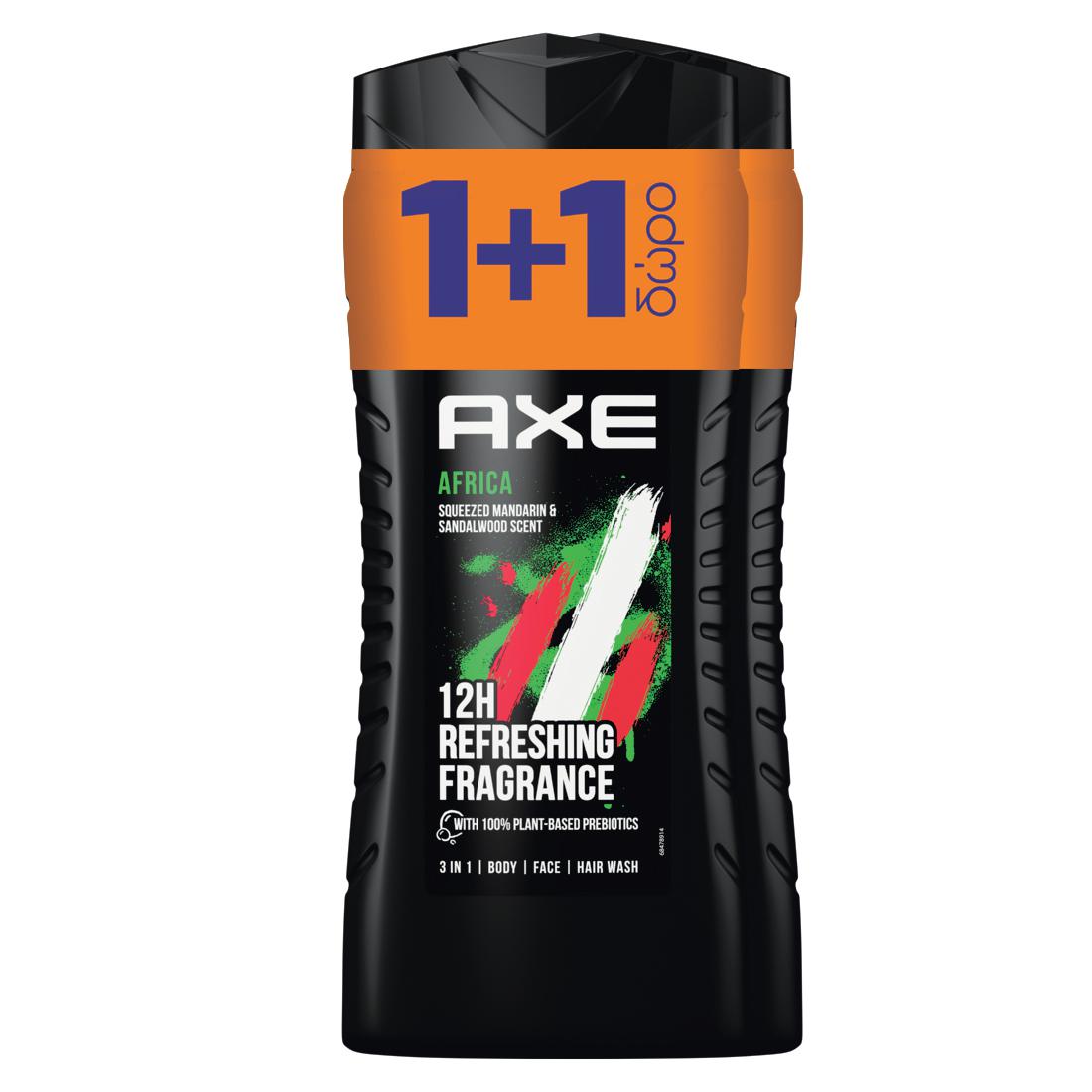 Αφρόλουτρο Africa Axe (2x400ml) 1+1 Δώρο