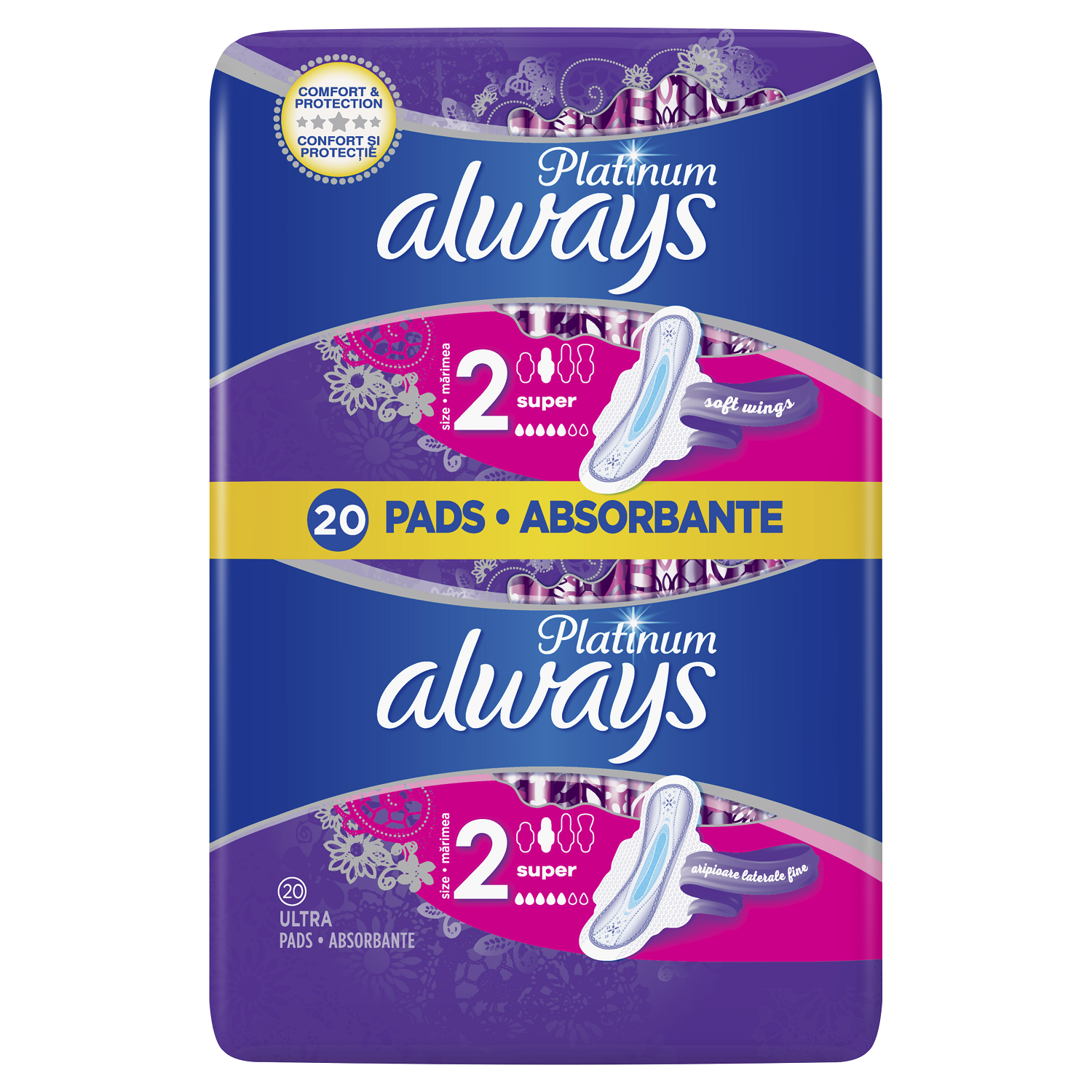 Σερβιέτες Με Φτερά Platinum Super Always (Μέγεθος 2) (20 τεμ) 1+1