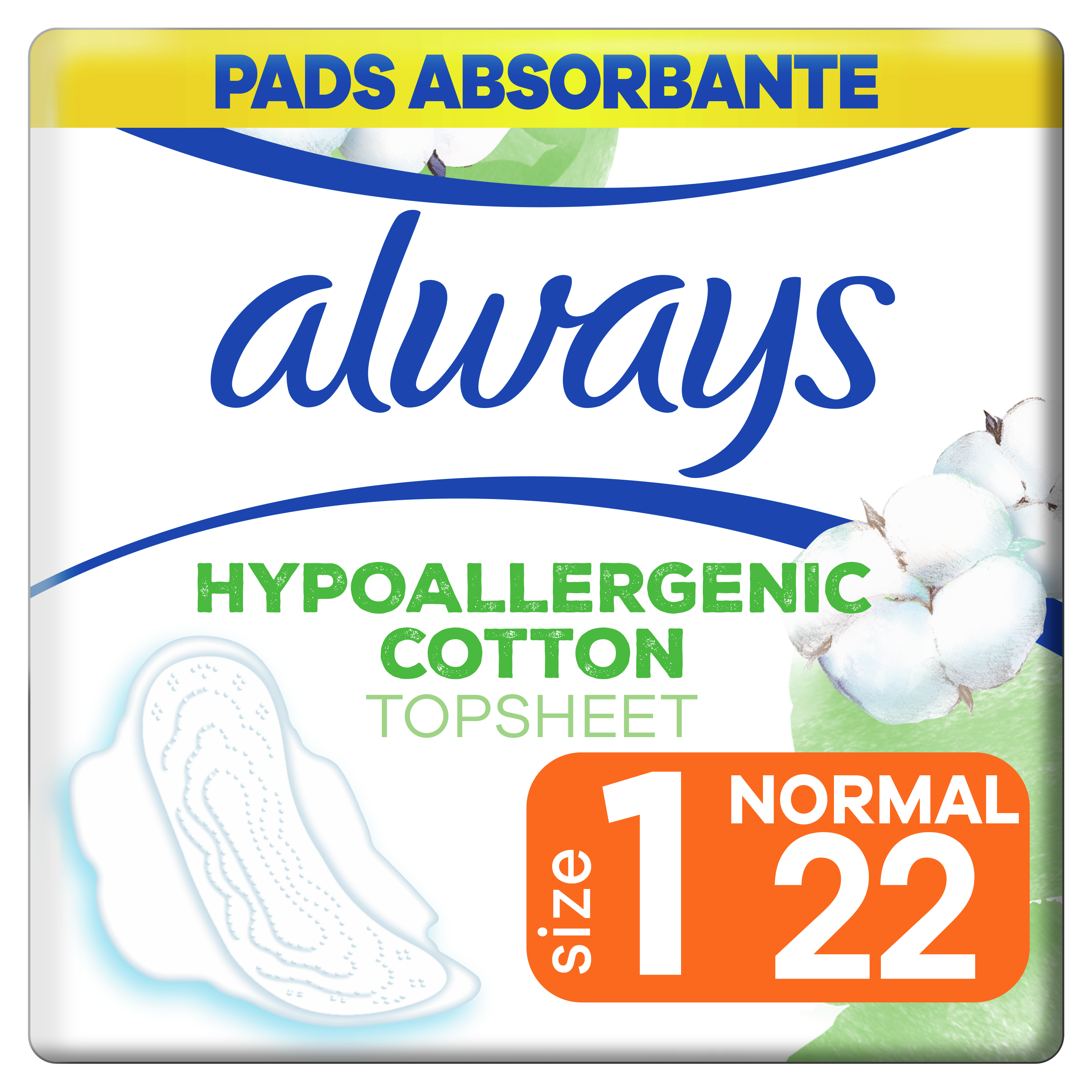 Σερβιέτες με Φτερά Cotton Protection Ultra Normal (Μέγεθος 1) Always (2×22τεμ) 1+1 Δώρο
