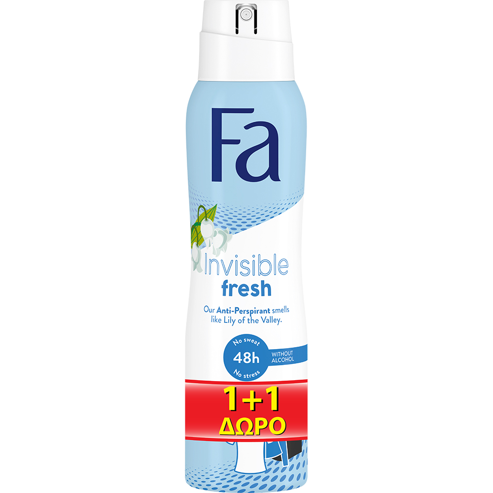 Αποσμητικό Σπρέυ Invisible Fresh Fa (2x150ml) 1+1 Δώρο