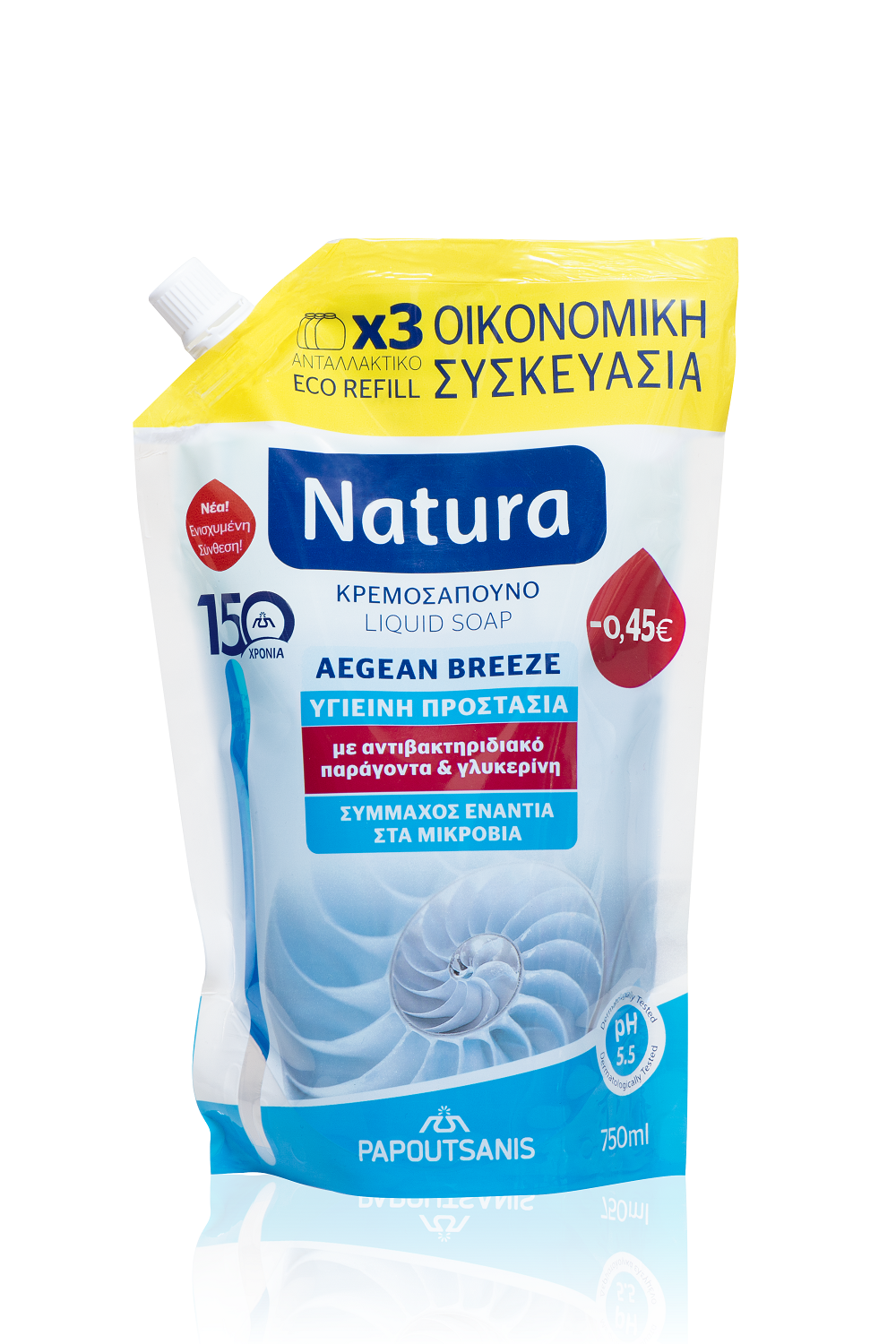 Ανταλλακτικό Κρεμοσάπουνο Υγιεινή Προστασία Natura (750ml) -0,45€
