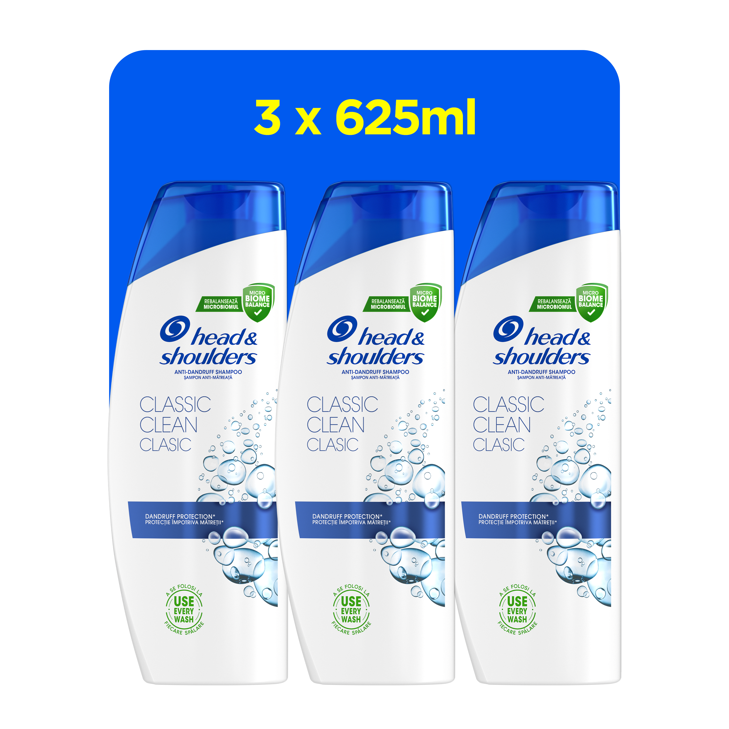 P&G Σαμπουάν 2in1 Classic Clean Head&Shoulder (3x625ml)