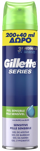 Gel Ξυρίσματος Sensitive Gillette Series (200ml) +40ml Δώρο