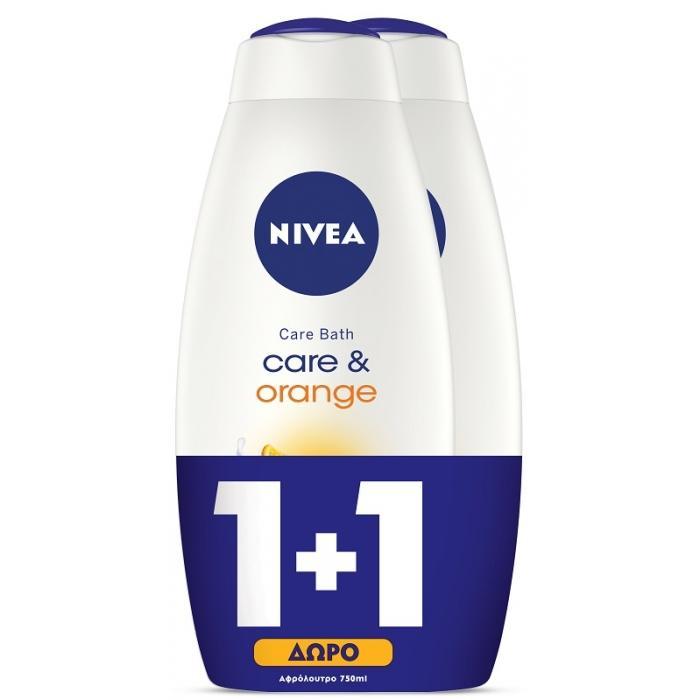 Κρεμώδες Αφρόλουτρο Care & Orange Nivea (750 ml) 1+1 Δώρο