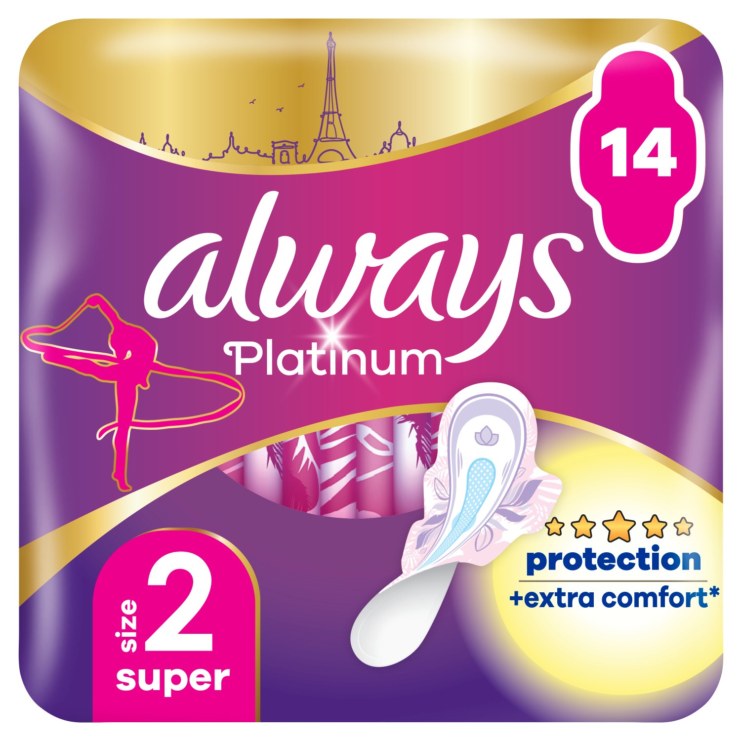 P&G Σερβιέτες Platinum Ultra Long Plus Με Φτερά Always (Μέγεθος 2) (14τεμ) Duo pack