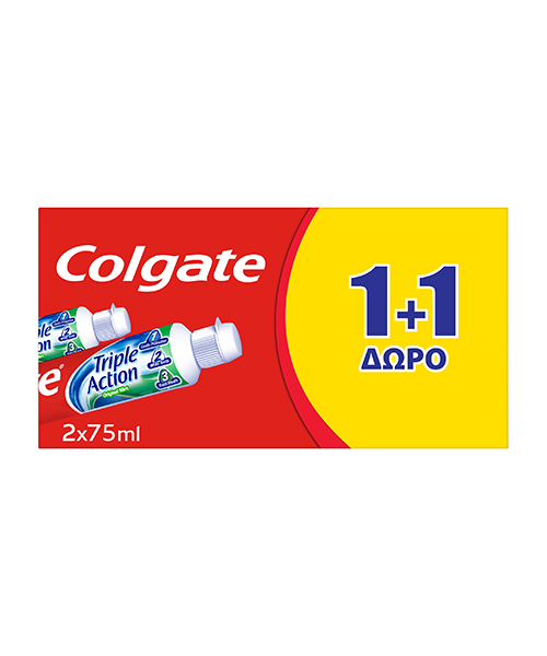 Οδοντόκρεμα Triple Action Colgate (2x75ml) 1+1 ΔΩΡΟ