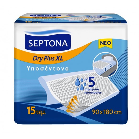 Septona Υποσέντονα Dry Plus XL Septona 90x180 cm (15 τεμ)