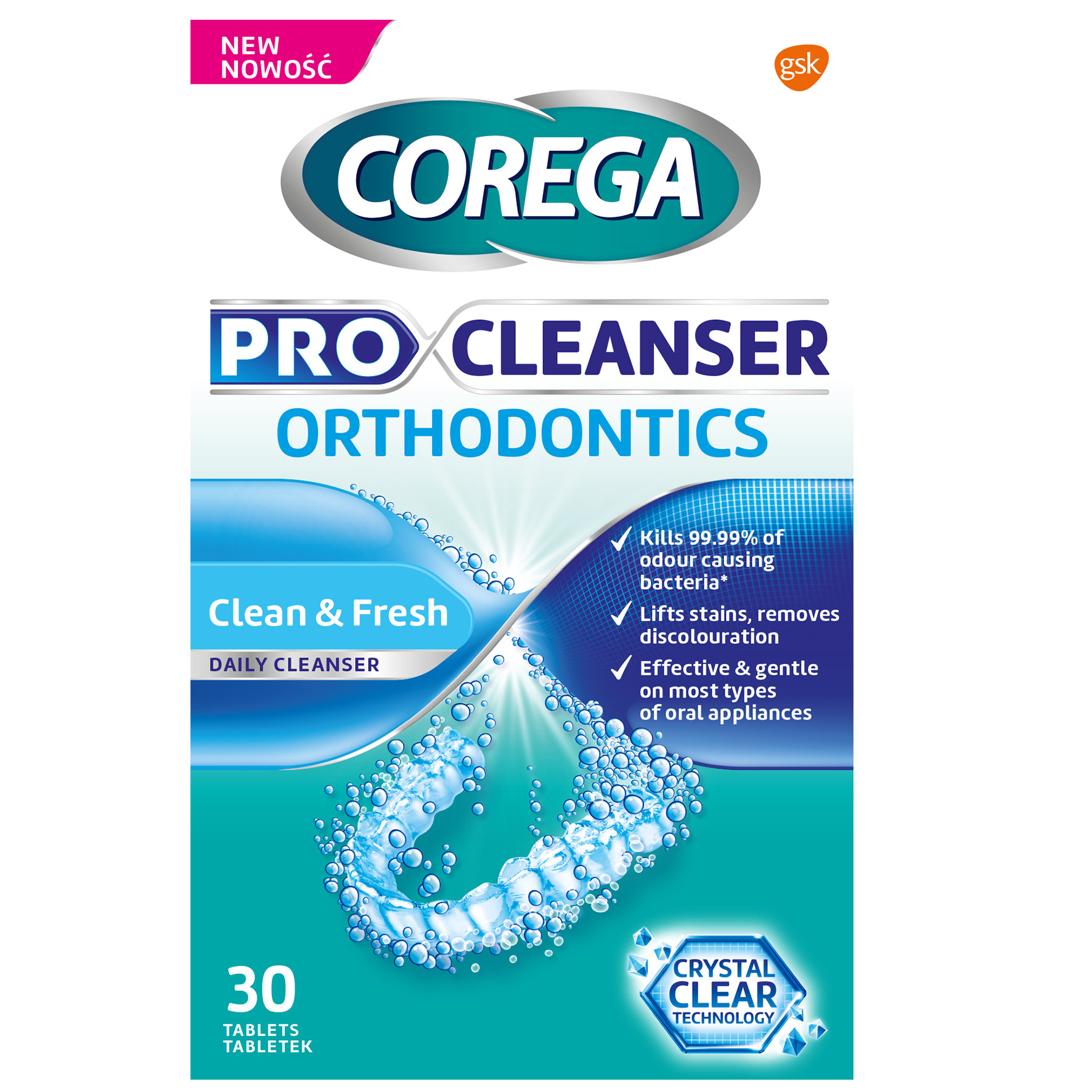 Καθαριστικά Δισκία Οδοντοστοιχιών Procleanser & Orthodontics Corega (30τεμ)