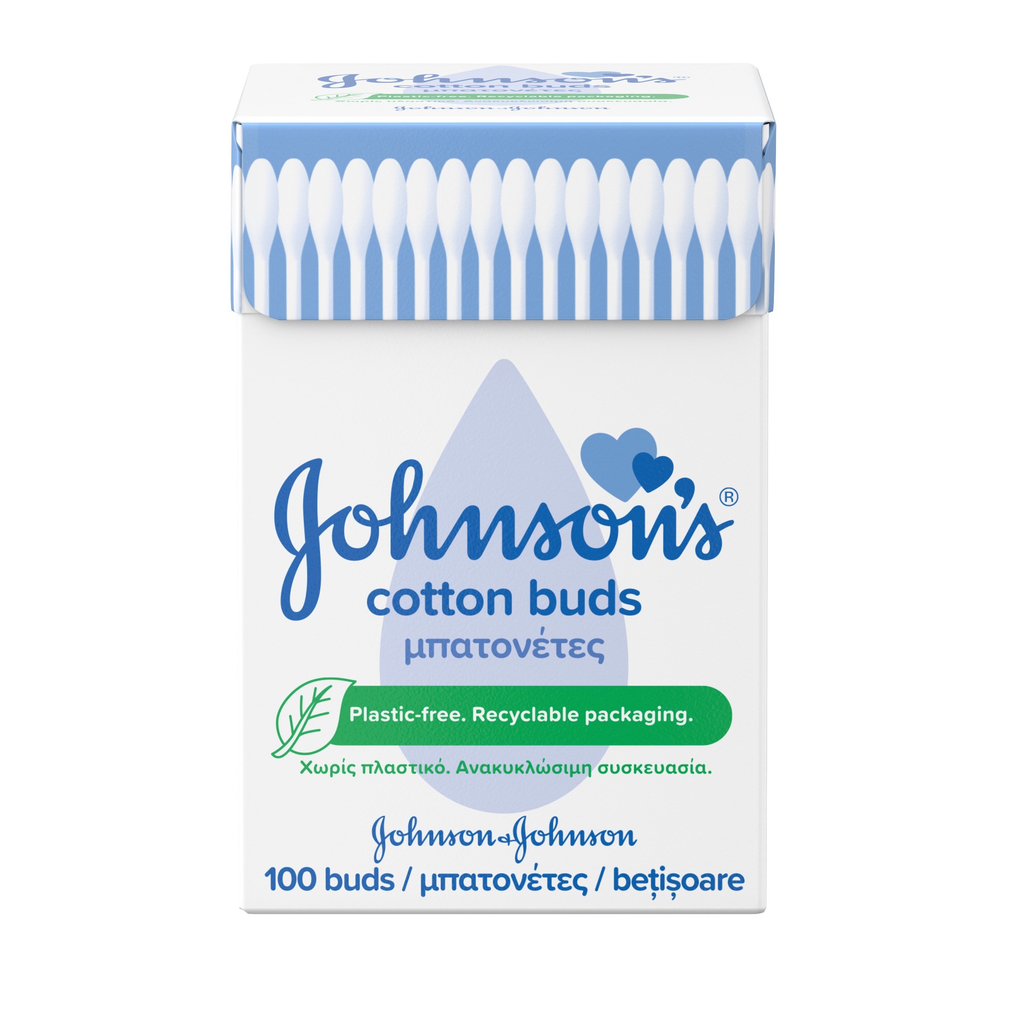 Johnson&Johnson Μπατονέτες Χωρίς Πλαστικό σε Ανακυκλώσιμη Συσκευασία Johnson's (100τεμ)