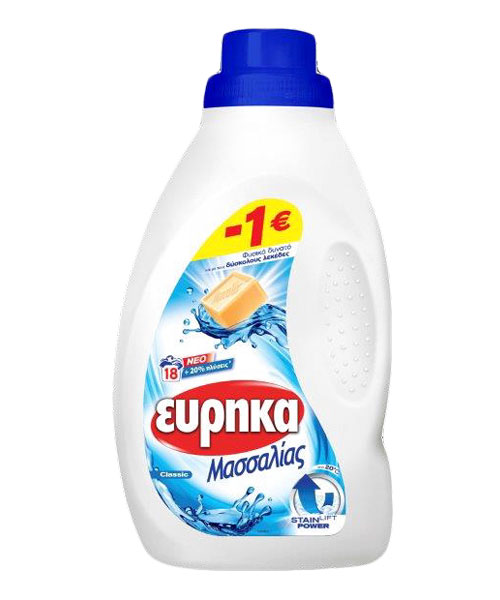 Απορρυπαντικό ρούχων Εύρηκα Μασσαλίας (18 Μεζ / 900ml ) -1