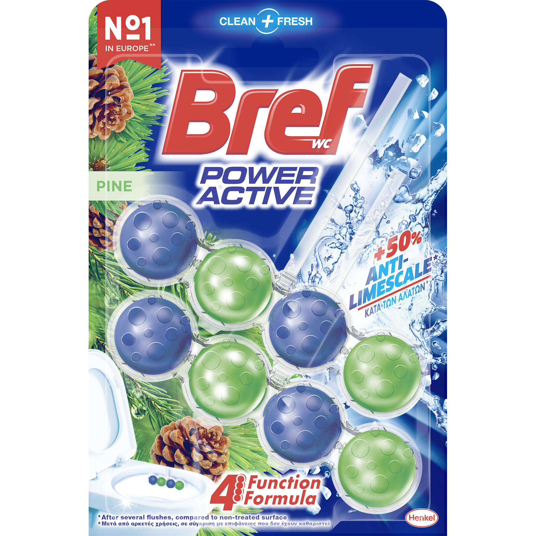 Henkel Laundry Μπλοκ Τουαλέτας Power Activ Pine Forest Bref Wc (2x50g)