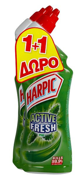 Υγρό Καθαριστικό Λεκάνης Πεύκο Harpic (750 ml) 1+1 Δωρο