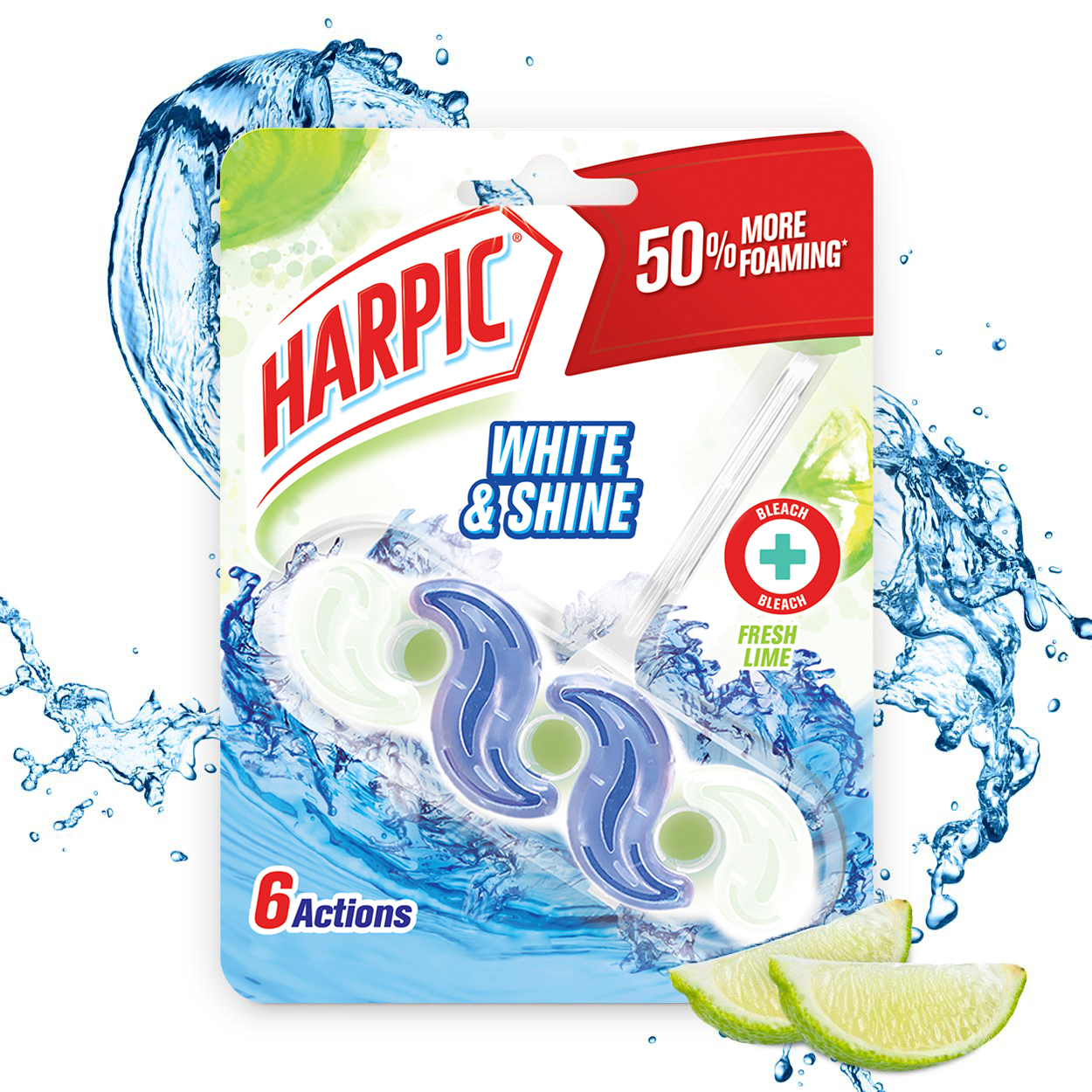 Wc Block Καθαριστικό Λεκάνης Τουαλέτας White & Shine Fresh Lime Harpic (35g)