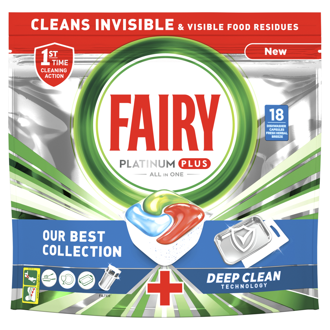 Κάψουλες Πλυντηρίου Πιάτων Deep Clean Platinum Plus Fairy (18μεζ)