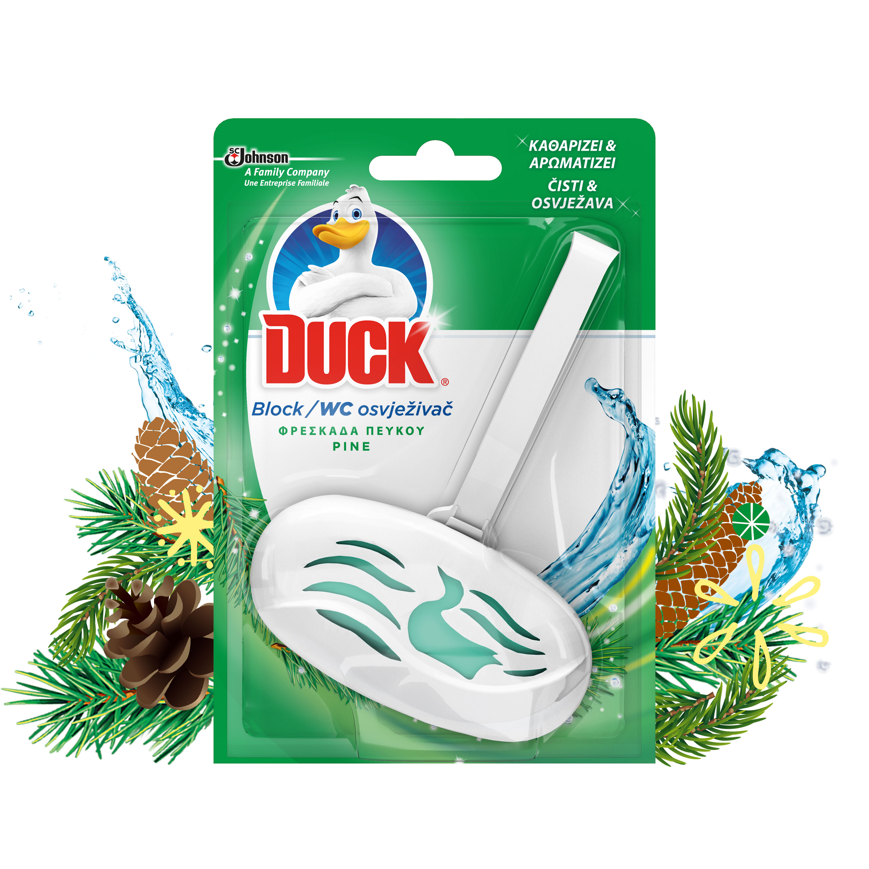 Στερεό Block Τουαλέτας σε Θήκη με άρωμα Πεύκο Duck (40 g)