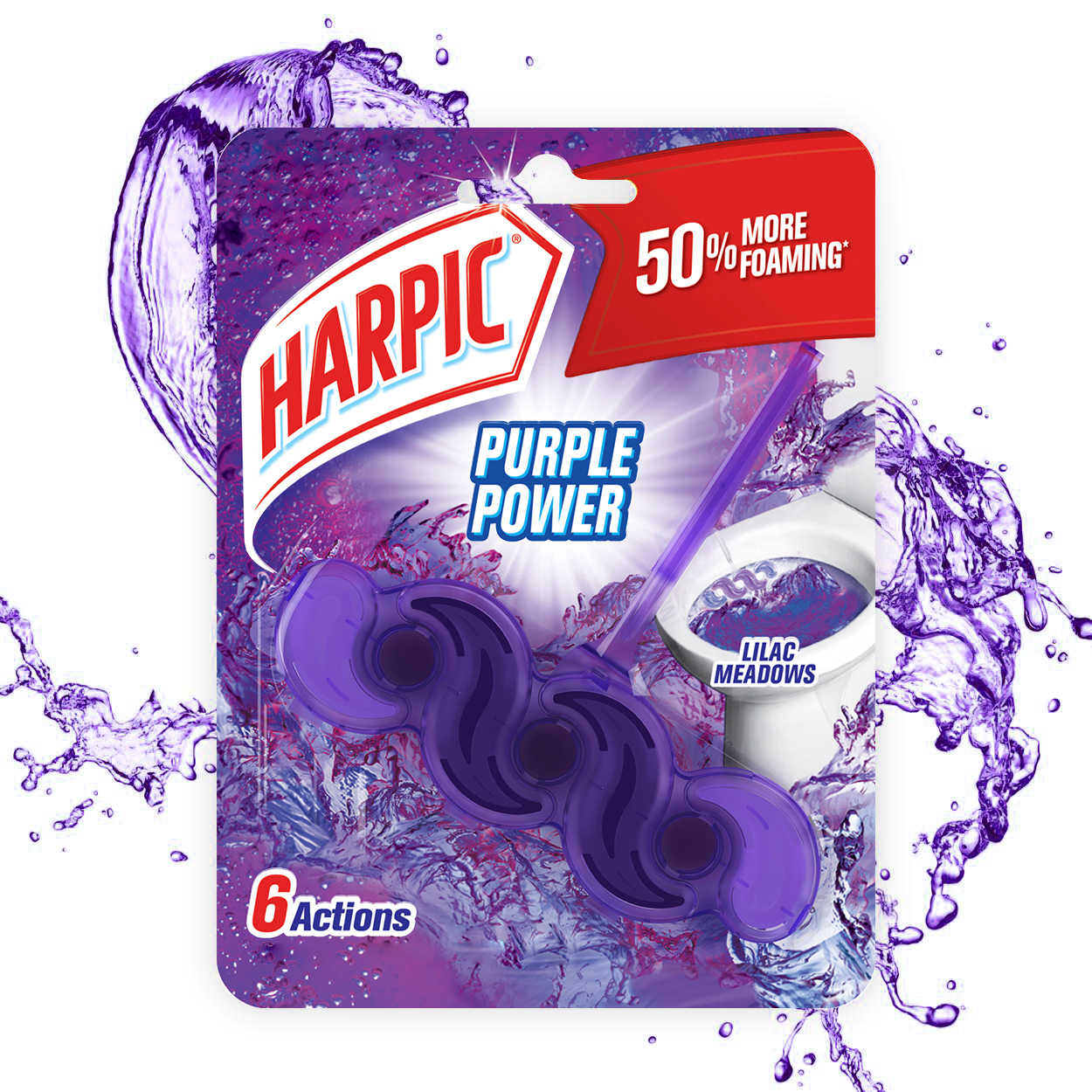 Wc Block Καθαριστικό Λεκάνης Τουαλέτας Purple Power Lilac Meadows Harpic (35g)