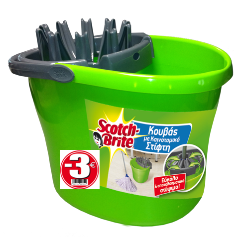 Κουβάς με Εργονομικό Στίφτη Πράσινος Scotch-Brite -3