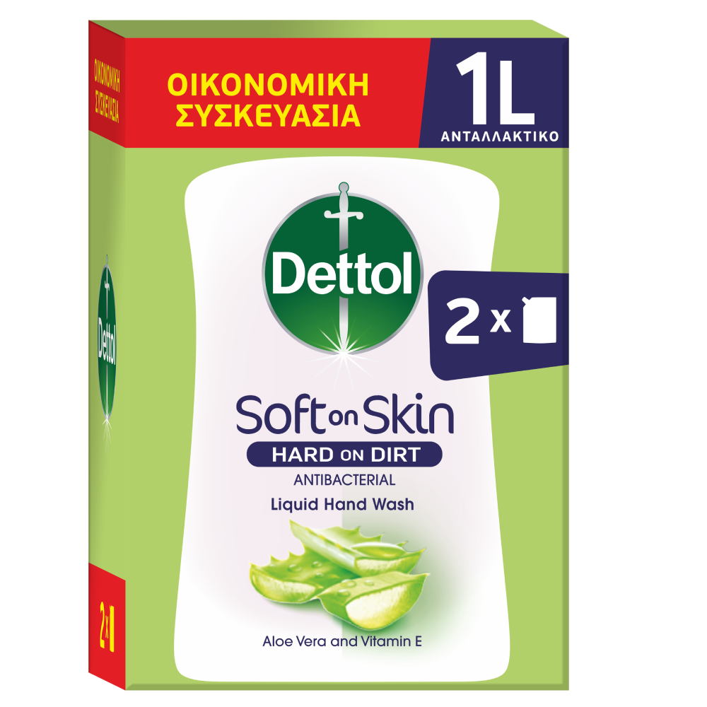 Υγρό Κρεμοσάπουνο Ανταλλακτικό Aloe Vera Dettol (2x500ml)