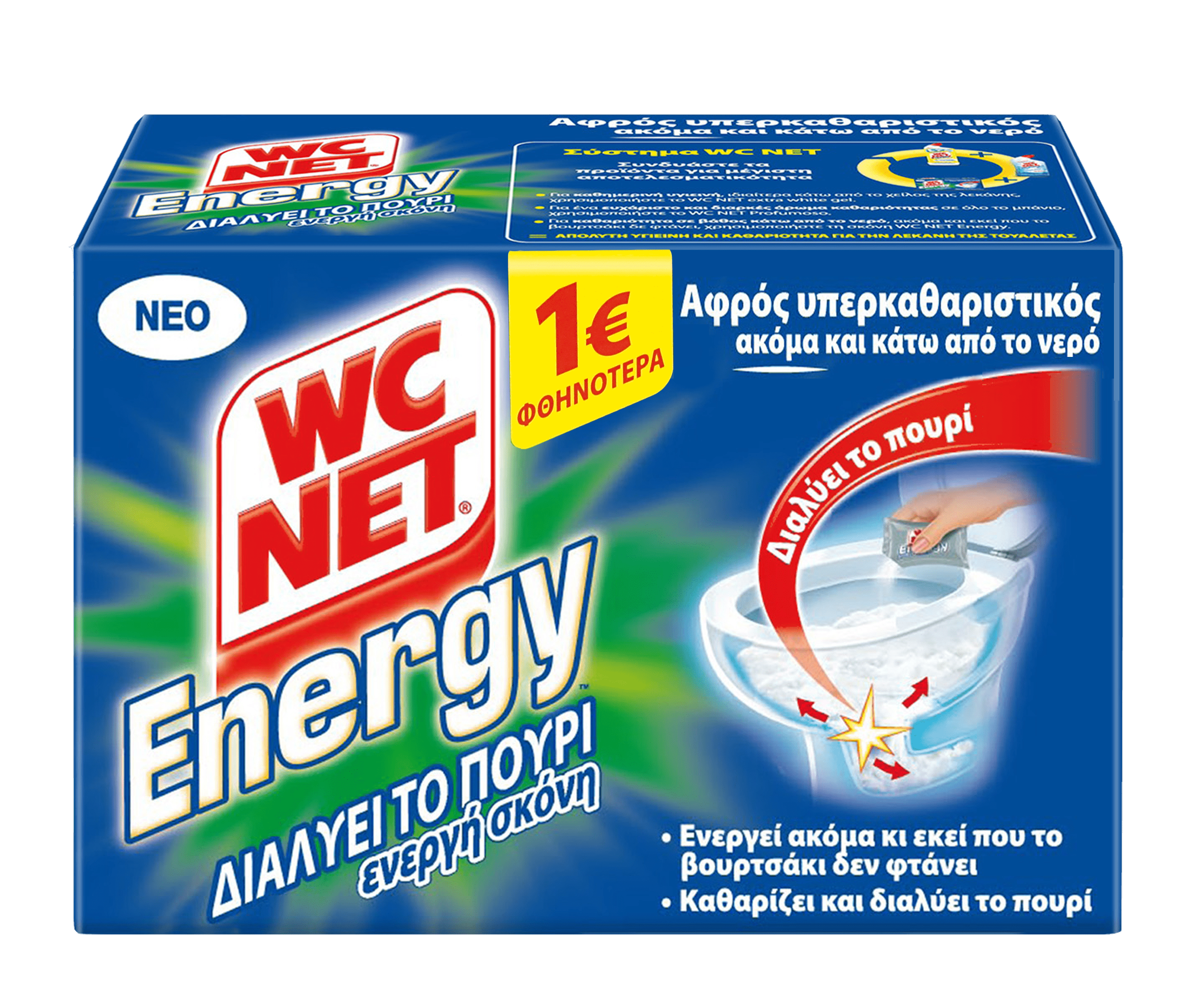 Καθαριστικό Λεκάνης Σκόνη Energy Powder WC Net (6×60 g) -1