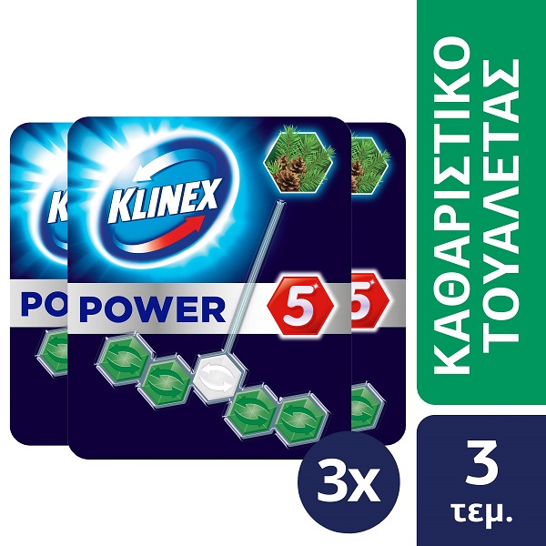 Wc Block Power 5 Φρεσκάδα Πεύκου Klinex (3x55g) τα 3τεμ -40%
