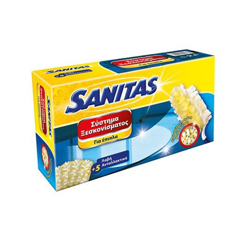 Σετ ξεσκονίσματος για έπιπλα λαβή & 5 φτερά Sanitas (1 τεμ)