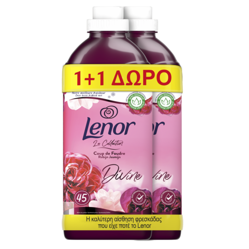 Μαλακτικό Ρούχων Divine Ruby Jasmine Lenor (45Μεζ) 1+1Δώρο