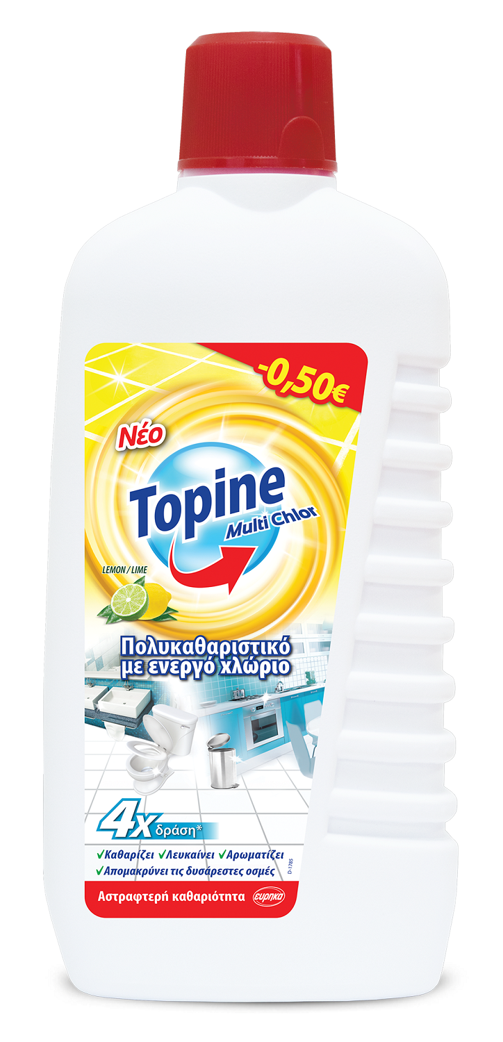 Πολυκαθαριστικό με ενεργό χλώριο Λεμόνι Topine (900ml) -0,5