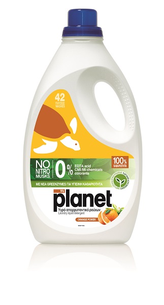 Υγρό Πλυντηρίου Ρούχων Orange Power Planet (42μεζ/ 2,1lt)