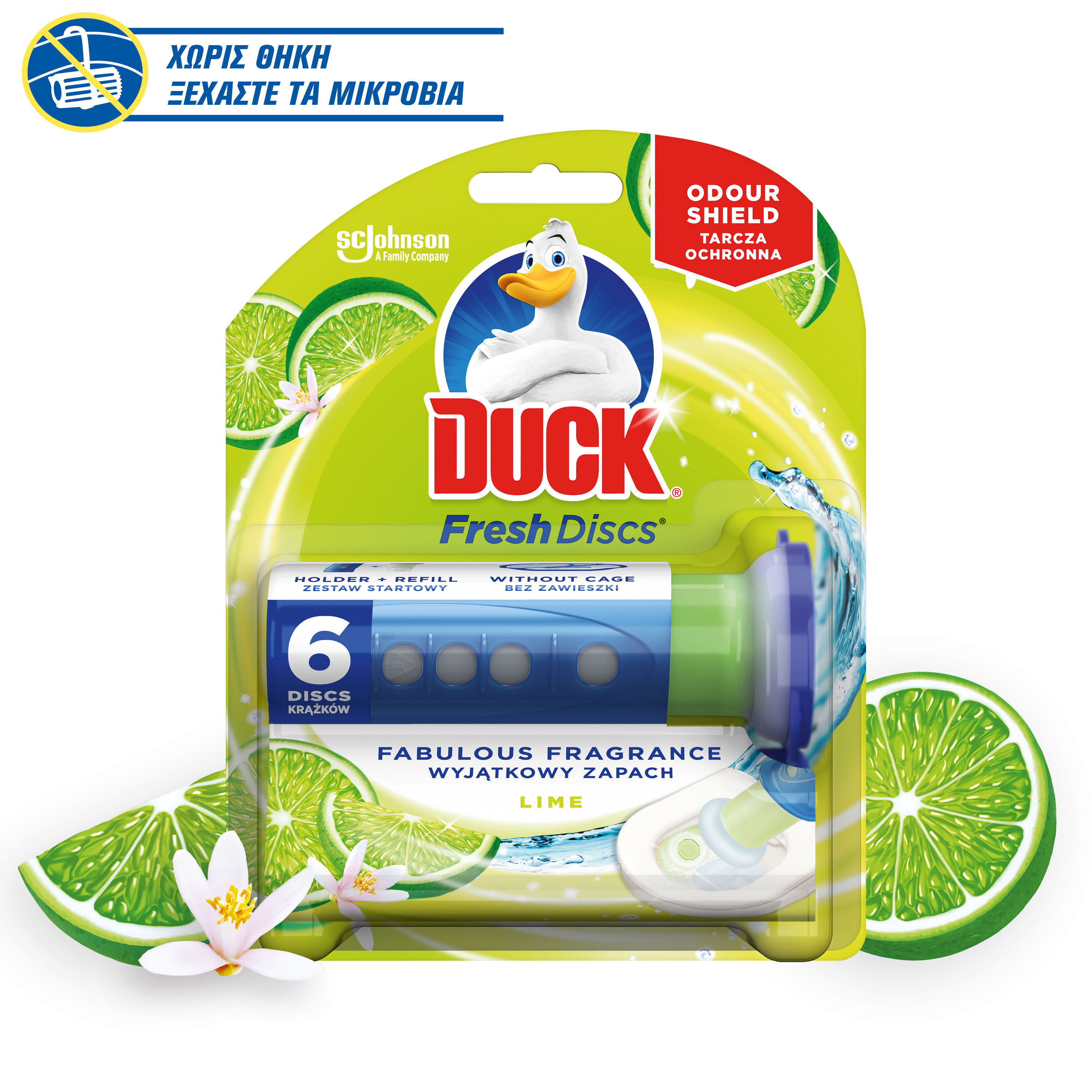 Cageless Block for Toilet, Fresh Discs Lime, Duck (36ml)