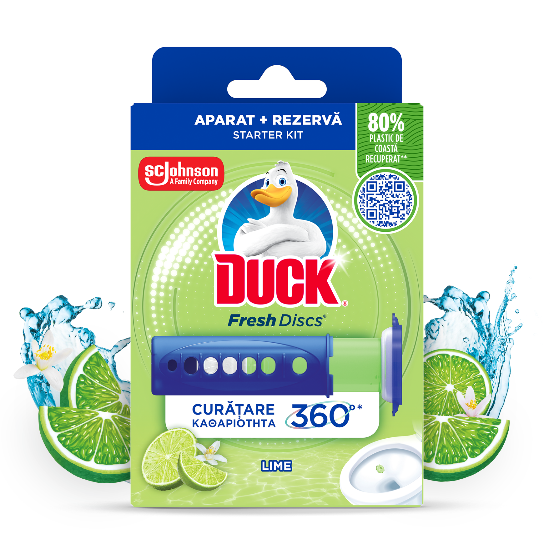 SC Johnson Block για τη Λεκάνη της Τουαλέτας Χωρίς Θήκη Fresh Discs Lime Duck (36ml)