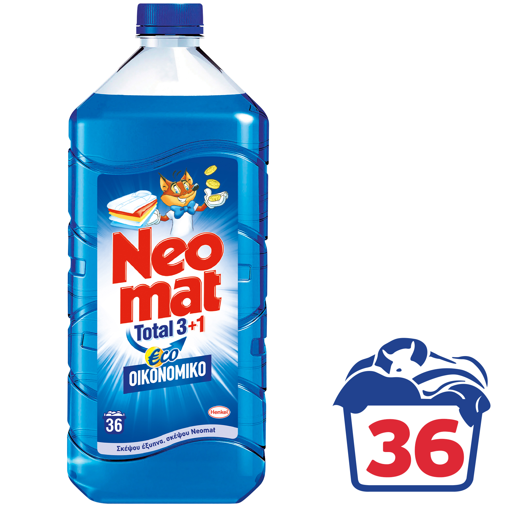 Υγρό Απορρυπαντικό Πλυντηρίου Ρούχων Neomat Eco (36μεζ/ 1,8lt)