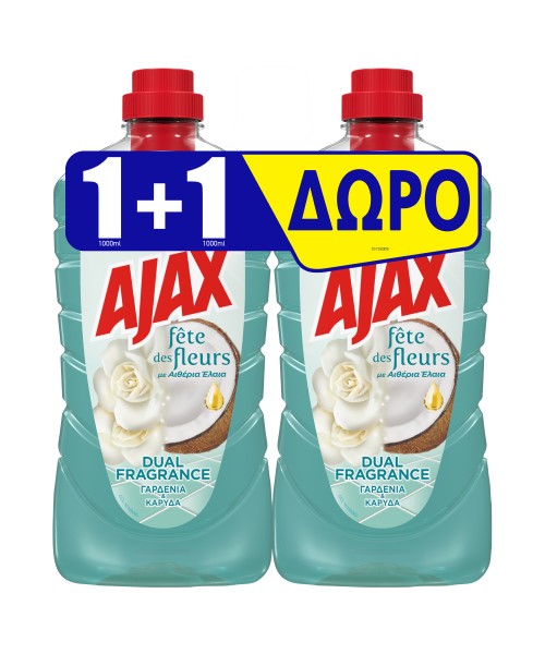 Υγρό Καθαριστικό Γαρδένια & Καρύδα Fete des Fleurs Ajax (1lt) 1+1Δώρο