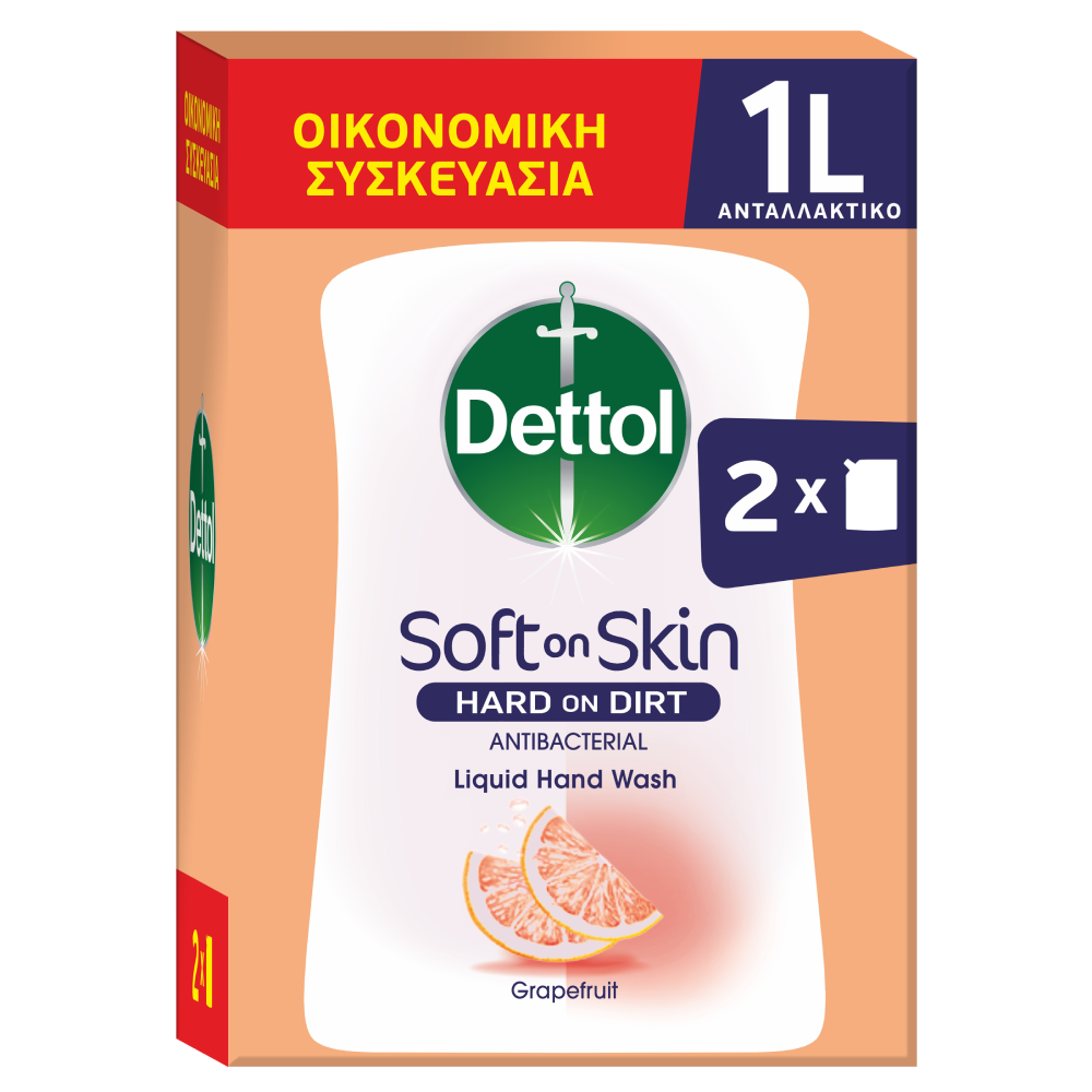 Υγρό Κρεμοσάπουνο Ανταλλακτικό Grapefruit Dettol (2x500ml)