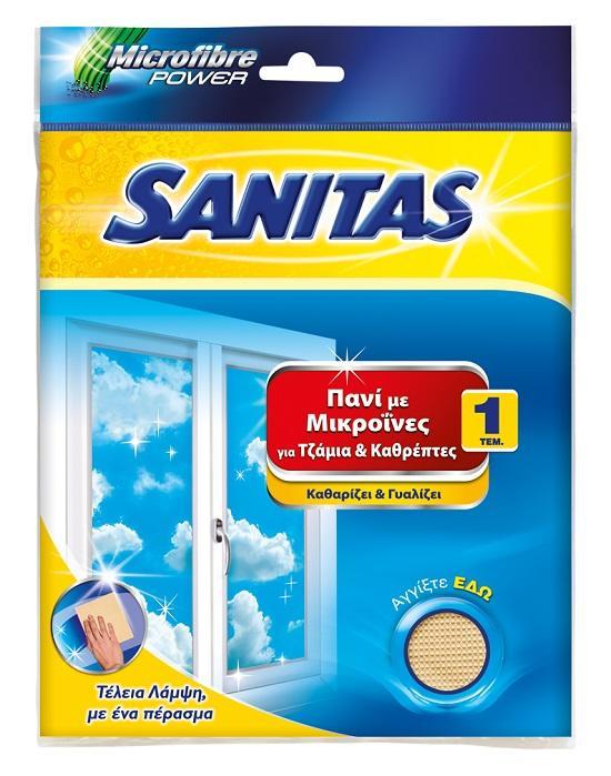 Πανί Μικροϊνών για Τζάμια & Καθρέπτες Sanitas (1 τεμ)