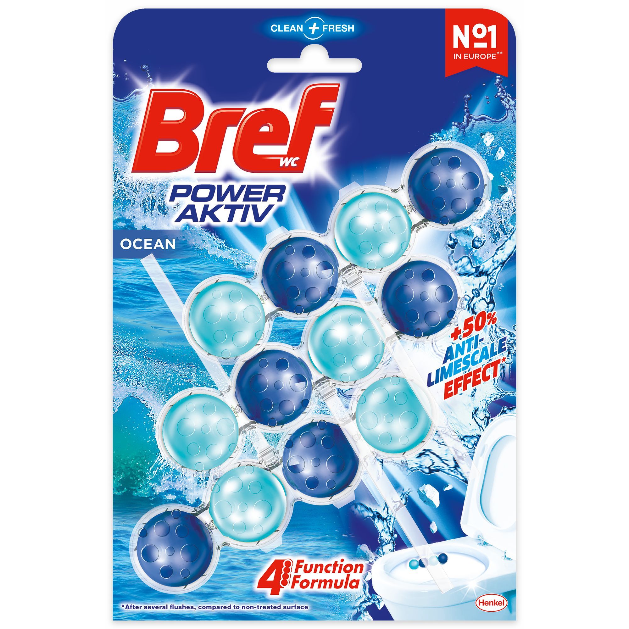 Henkel Laundry Μπλοκ Τουαλέτας Power Activ Ocean Bref Wc Block (3x50g)