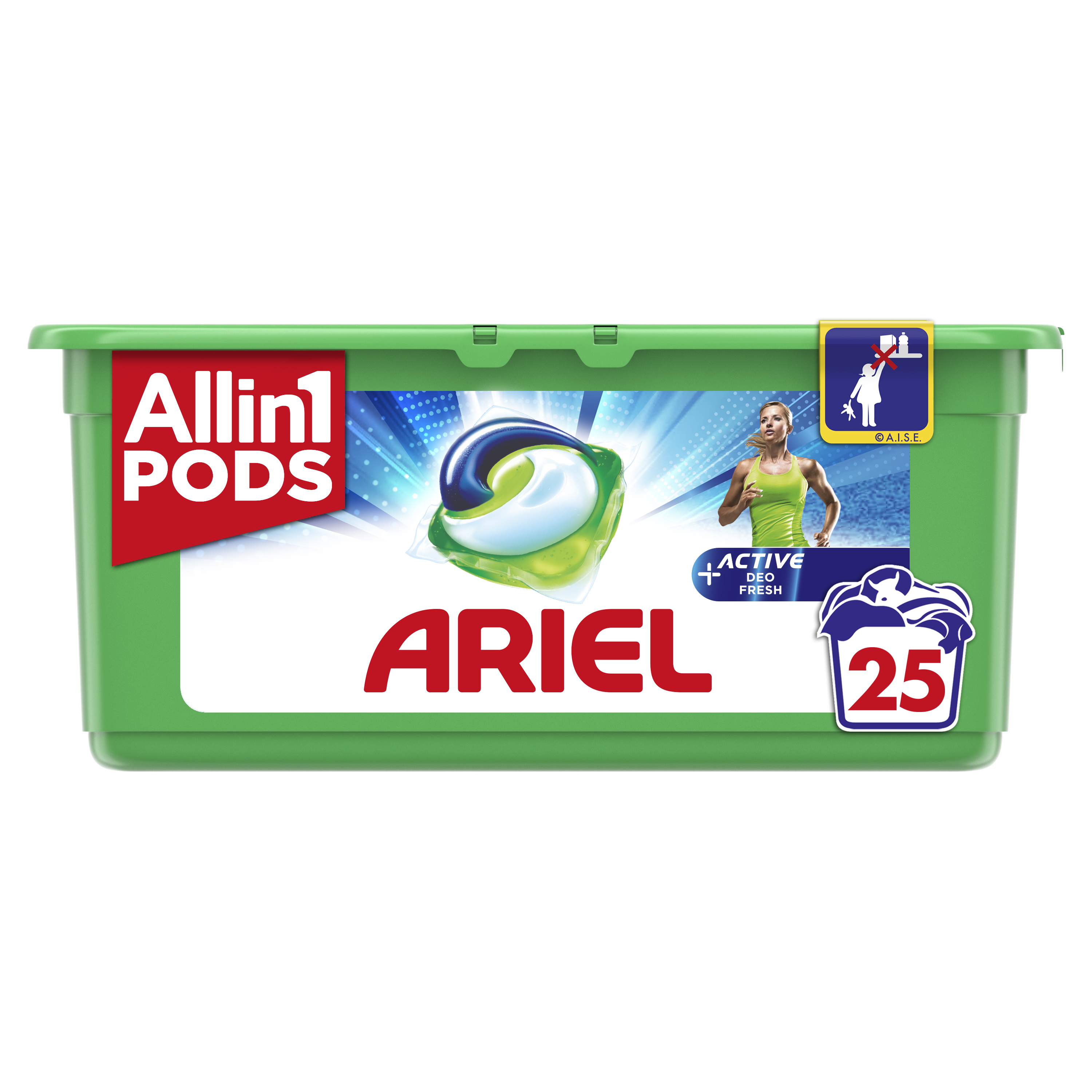 Κάψουλες Πλυντηρίου Allin1 Pods +Active Odor Defense Ariel (25τεμ)