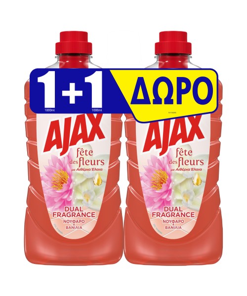 Υγρό Καθαριστικό Νούφαρο & Βανίλια Fete des Fleurs Ajax (1lt) 1+1Δώρο