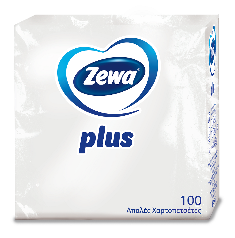 Sca Χαρτοπετσέτες λευκές 30x30 Zewa Plus (153g/100 τεμ)