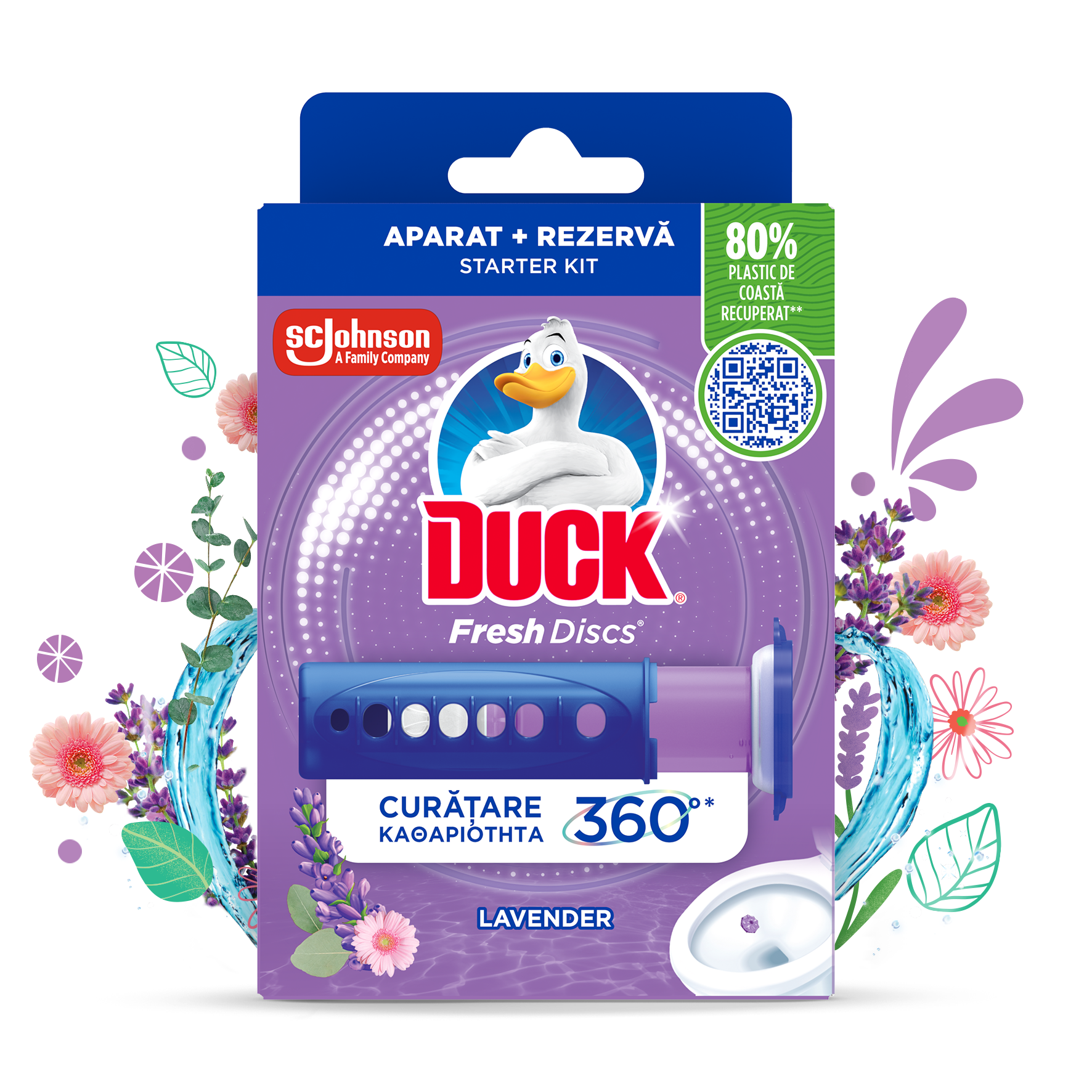 SC Johnson Block για τη Λεκάνη της Τουαλέτας Χωρίς Θήκη Fresh Discs Lavender Duck (36ml)